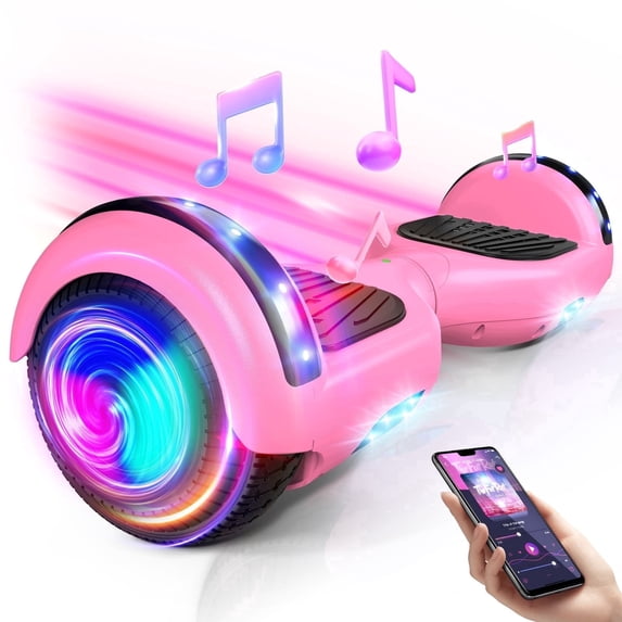 LENOGE Bluetooth Hoverboard, 6.5" 300W Powerful Motor Hover Board with LED Lights, 6-10MPH Max Speed Self Balancing Electric Scooter