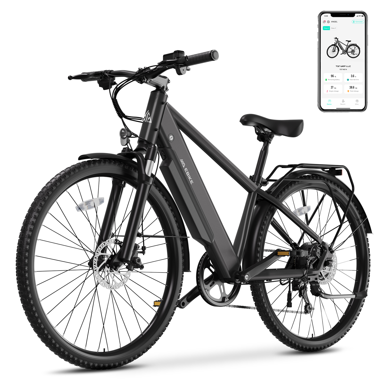 TST Electric Bike, 500W Adults Electric Mountain Bike, 26" Step-Over Commuter Ebike, 7-Speed, 36V 10.4Ah Battery, up to 23 MPH Speed and 45 Miles Range