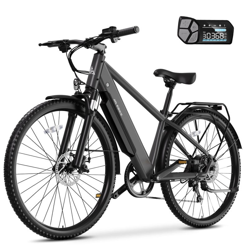 TST Electric Bicycle for Men, 500W Adult Step-Over Electric Bike, 26" Electric Mountain Bike, 7-Speed, LCD Display, Range up to 45 Miles & 22 MPH Max Speed, Iron Gray