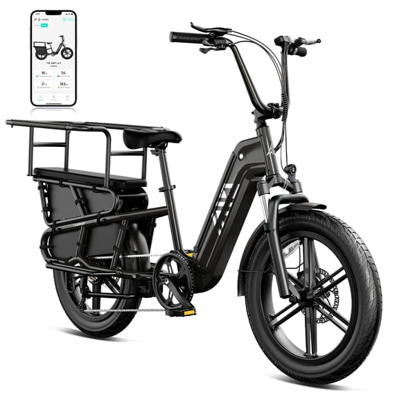 TST Electric Bike, 750W E-Mountain Bike, 48V/15AH Battery, Tested to UL2849 Standard by SGS, 20" Fat Tire Ebike, Class2, 20mph Cargo Ebikes, APP Control