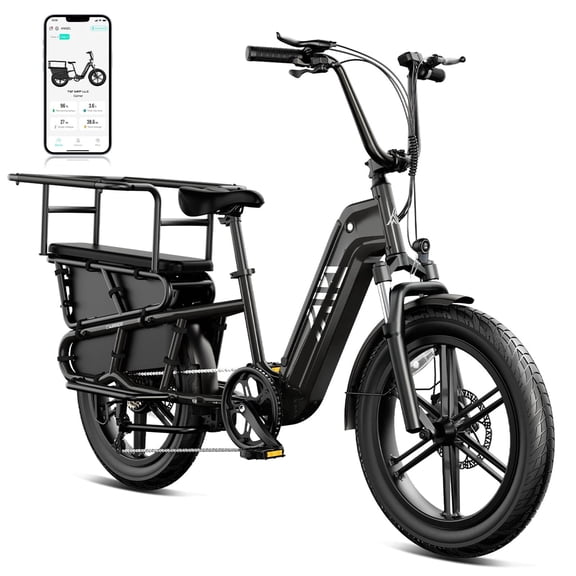 TST Electric Bike, 750W E-Mountain Bike, 48V/15AH Battery, Tested to UL2849 Standard by SGS, 20" Fat Tire Ebike, Class2, 20mph Cargo Ebikes, APP Control