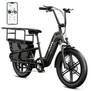 TST Electric Bike, 1500W E-Mountain Bike, 48V/15AH Removable Battery UL2849, Max Range 80Miles, 20" Fat Tire Ebike, 28mph Fast Cargo Ebikes, Electric Bicycle