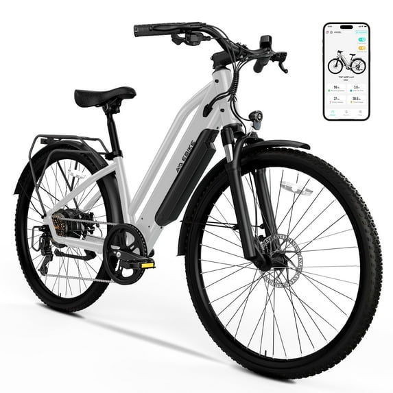 TST Electric Bike for Adults 26", Peak 750W Electric Bicycles with Fenders and Rear Rack, 60miles Long Range, E-Mountain Bike, 7-Speed, 10.4AH Battery, UL2849, APP Control