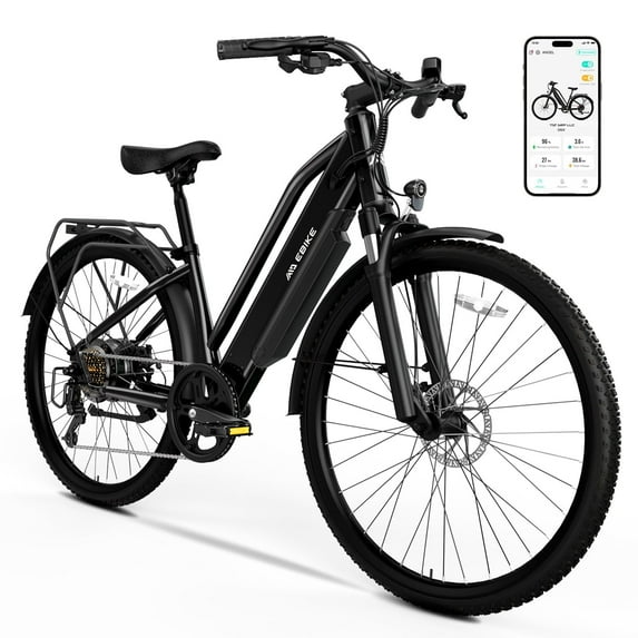 TST Electric Bike for Adults 26", Peak 750W Electric Bicycles with Fenders and Rear Rack, 60miles Long Range, E-Mountain Bike, 7-Speed, 10.4AH Battery, UL2849, APP Control