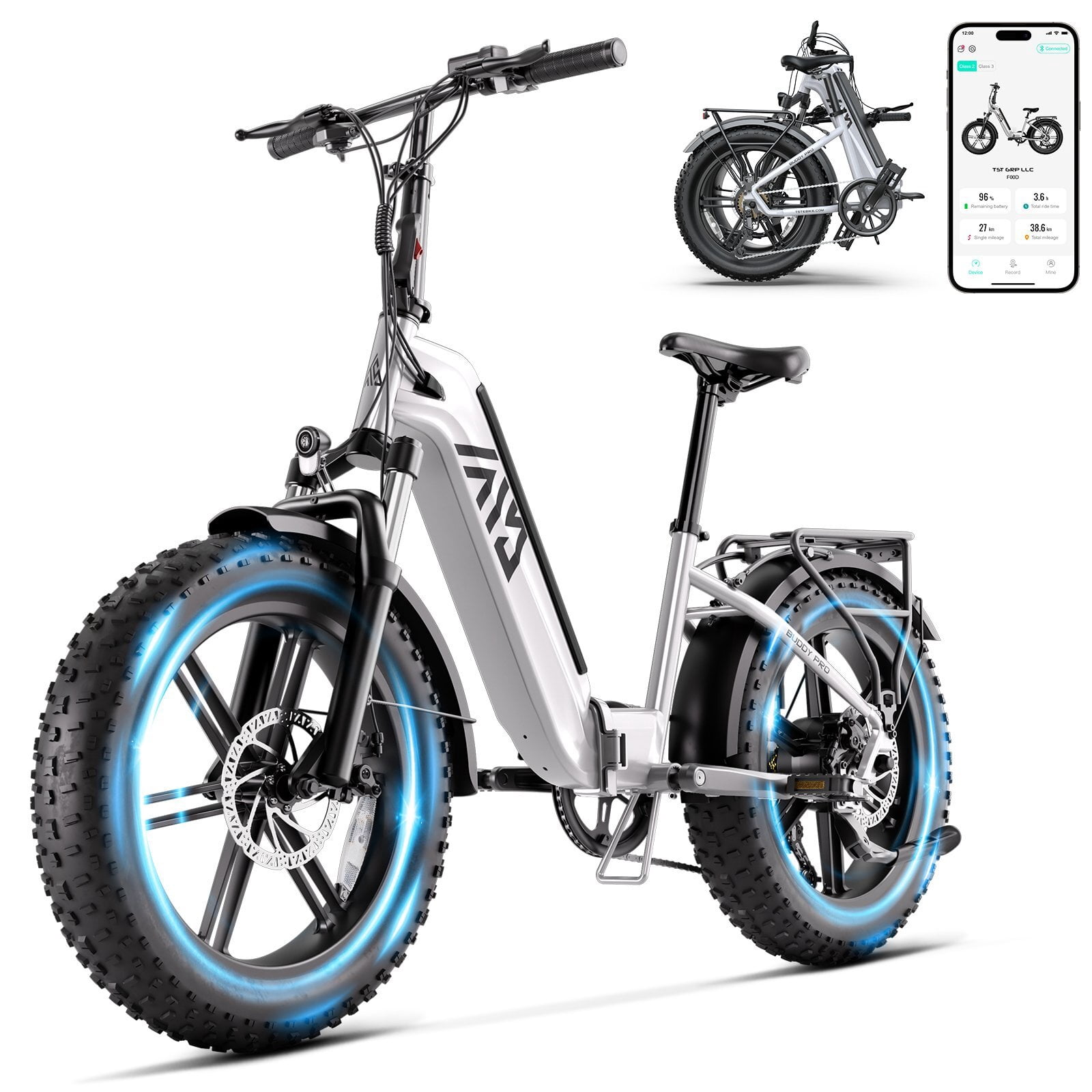 TST Electric Bike for Adult, 750W Motor 48V/15AH, UL2849, 20"x4" Fat Tire Mountain E-bike, Hydraulic Disc Brakes, APP Control
