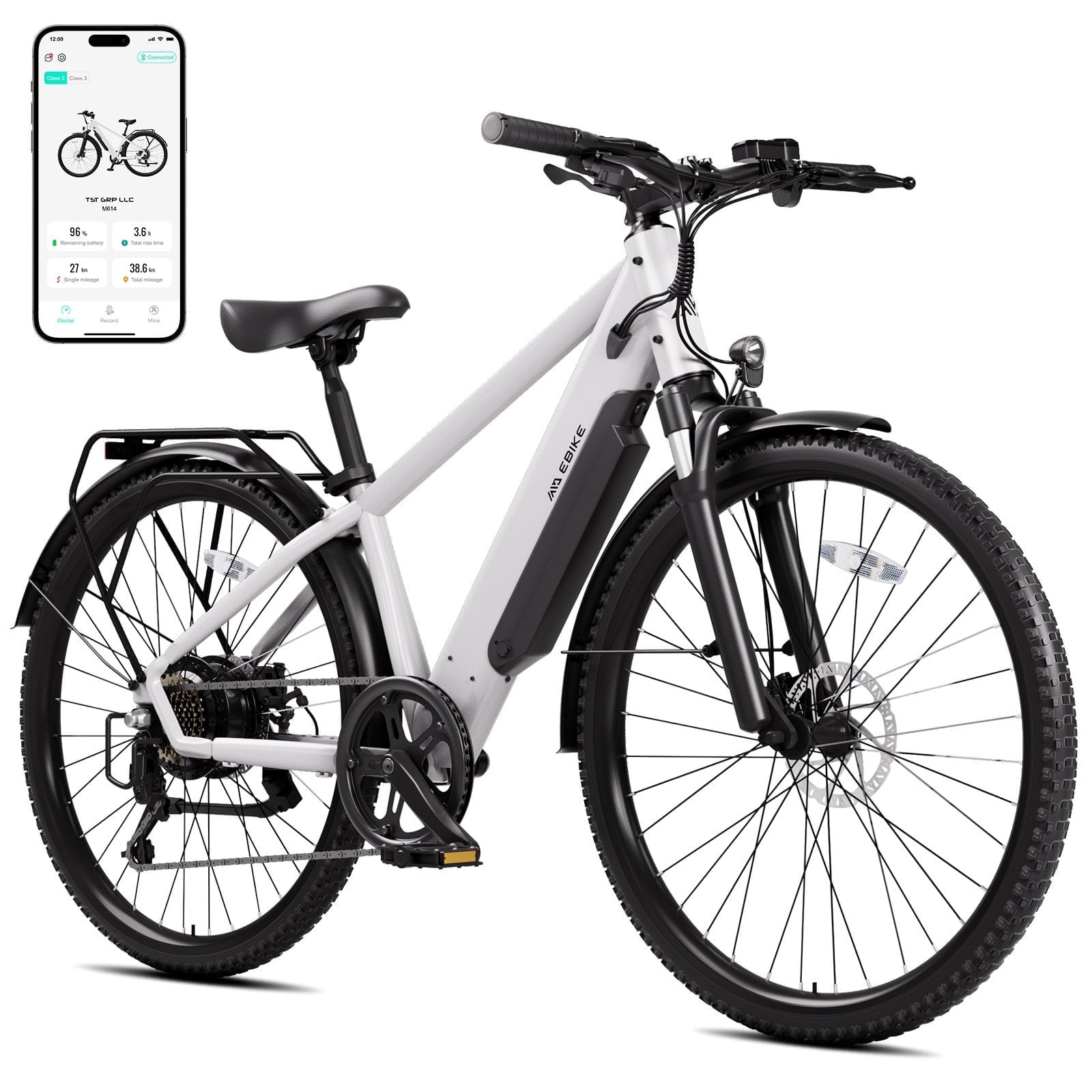 TST Electric Bike for Adults 26", Peak 750W Electric Bicycles, 25mph,  Long Range, 7-Speed, 7.8AH Battery, UL2849, APP Control