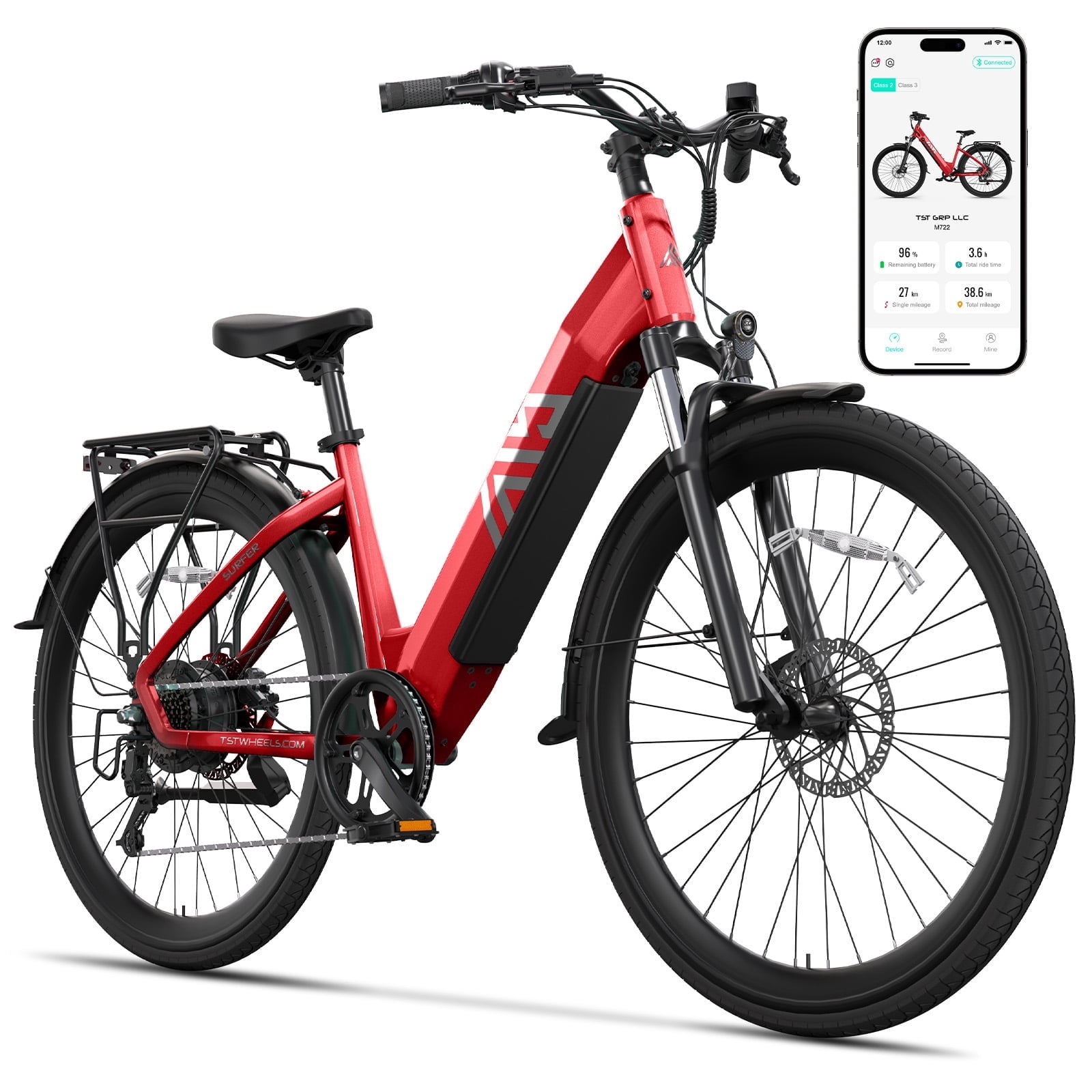 TST Electric Bike for Women, Peak 1000W E Mountain Bike, Electric Bicycle, 27.5" Tire EBike, Hydraulic Disc Brakes, 48V/15Ah Battery