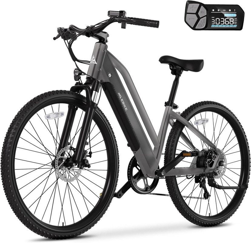 TST Electric Mountain Bike for Adults, 350W 26" Electric Commuter Bicycle, 36V Removable Battery, Adjustable 7 Speed E-Bike