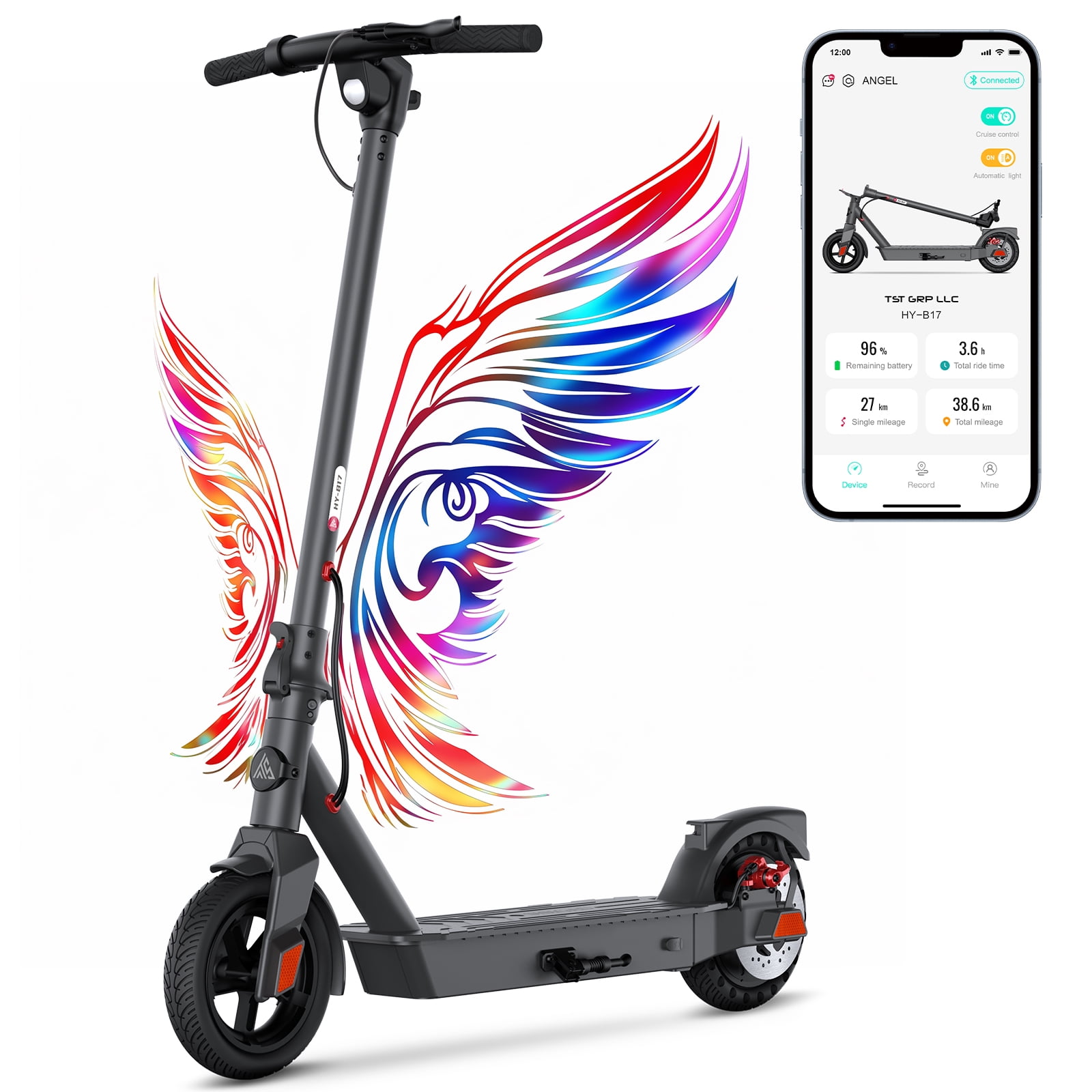 TST Electric Scooter For Adults - 19 Mph Top Speed, 20 Mile Range, Dual Suspension Folding EScooter