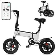 TST Folding Electric Bike, 450W Motor up to 18 Mph Speed and 18 Miles Range, 14" Pneumatic Tires, Smart LCD Screen, App Control, 3 Speed Gear Commuter Ebike, Black