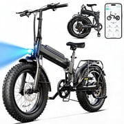 TST Folding Electric Bike for Adults,Peak 750W 20"x4" Fat Tire E Bicycle 36V/10.4Ah Battery SGS