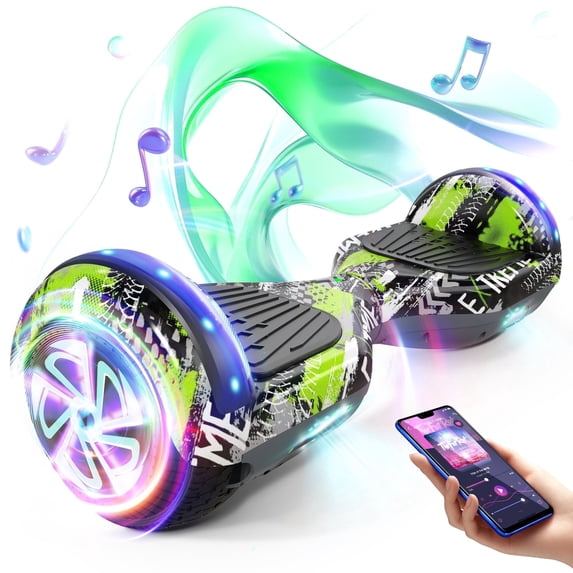 LENOGE Bluetooth Hoverboard, 6.5" 300W Powerful Motor Hover Board with LED Lights, 6-10MPH Max Speed Self Balancing Electric Scooter