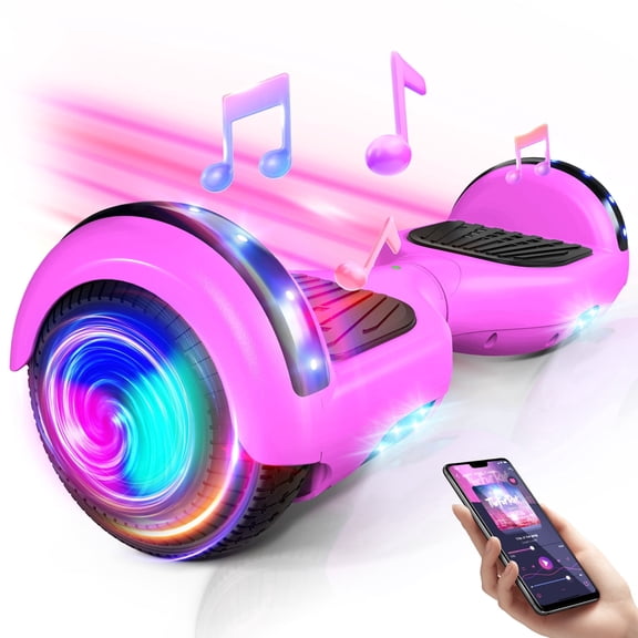 LENOGE Hoverboard, 6.5" Hover Board with Bluetooth and LED Lights, 300W Powerful Motor, 6-10MPH Max Speed Electric Scooter