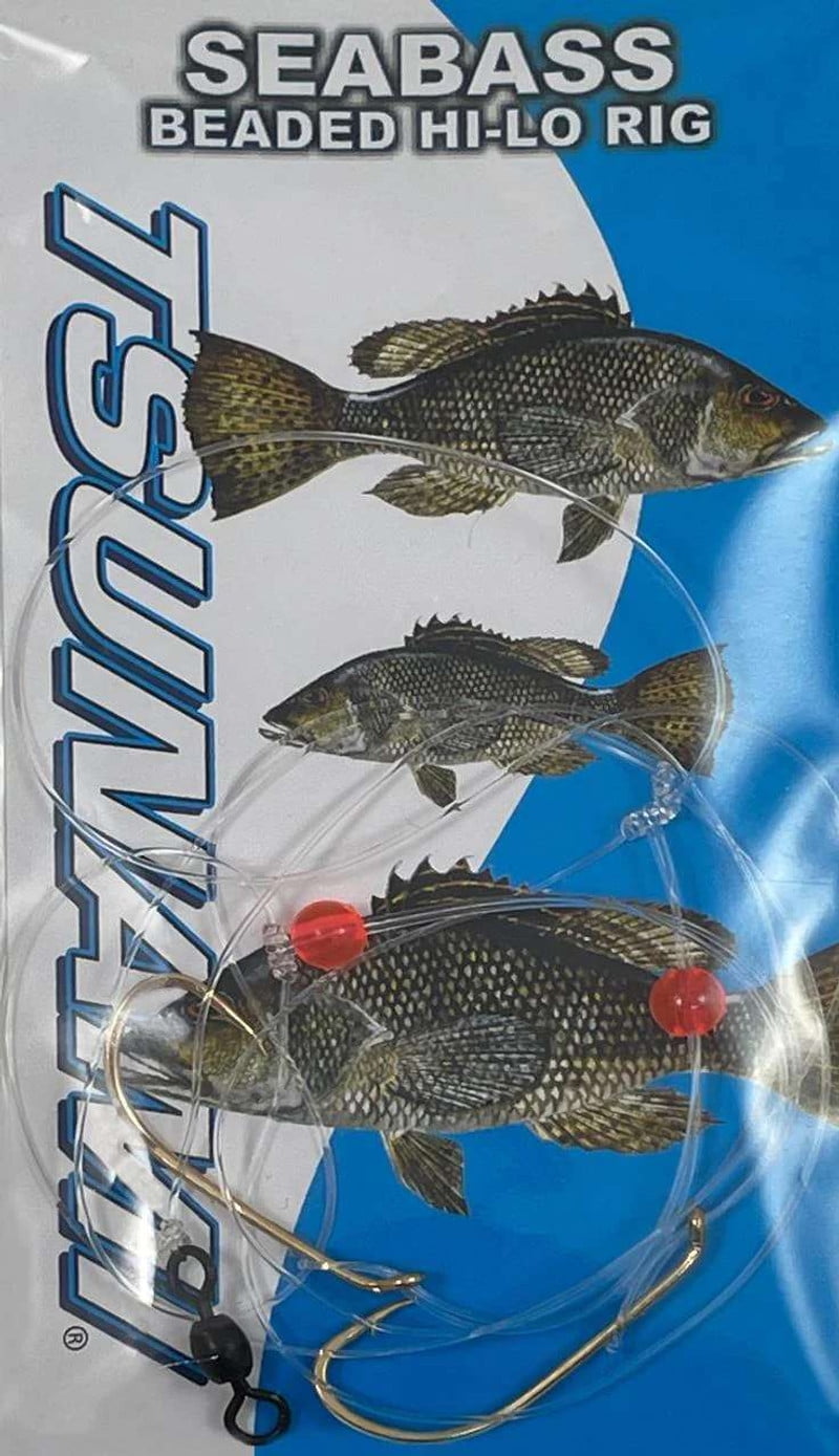 Tsunami Seabass Beaded Hi Lo Fishing Rig Two Hook