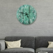 TSV 10'' Analog Wall Clock, Wooden Silent Non Ticking Vintage Clock for Kitchen Bedrooms Office, Teal