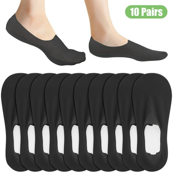 TSV 10 Pairs Low Cut Liner Socks, No Show Socks for Women, Non-Slip Invisible Thin Socks