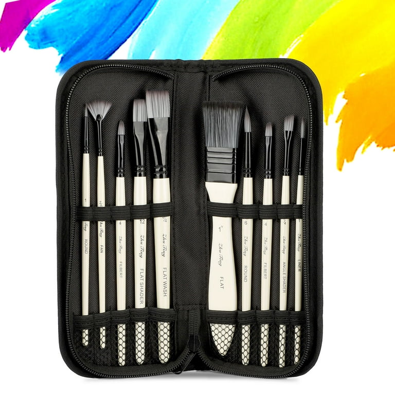 Paint Brush Set of 8 Short-Handle Artist Brushes, Angle Shaders, Filbe —  AIT Products