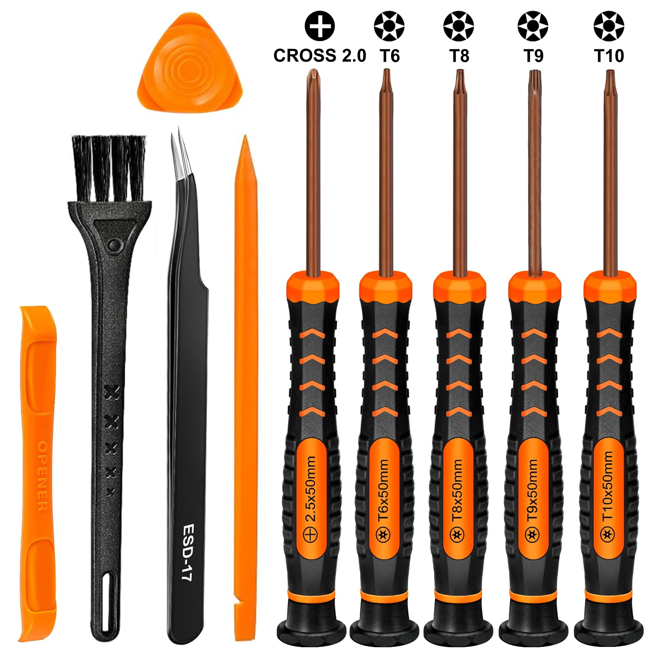 TSV 10-in-1 Torx Screwdrivers Repair Tools Set Fit for Xbox One, Xbox 360, PS3, PS4, T6 T8 T9 T10 Security Screwdriver Tools Pry Tweezers Repair Tool Kits