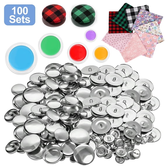 TSV 100 Sets Cover Buttons Kit with 5 Sizes & Tools, DIY Fabric Covered Button for Clothes, Hats, Sweaters, Backpacks, DIY Crafts
