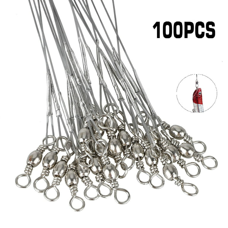 20Pcs Stainless Fishing Lures Wire Leader Traces With Snap & Luminous Glow  Beads Fishing Rigs Leader Fishing Line Tackle Stainless Steel Fishing Lures