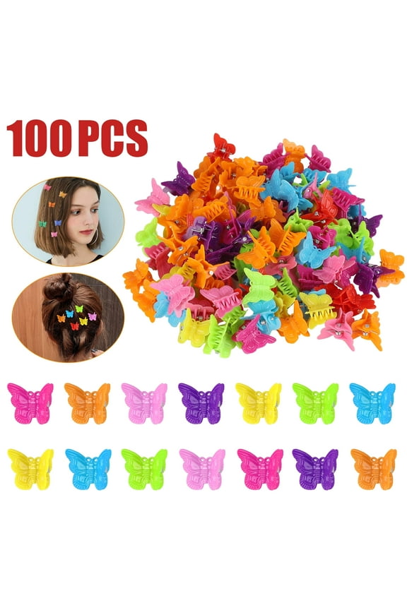 100pcs Mini Butterfly Hair Clips, Assorted Color Hair Clips for Women Girls, Small Hair Claw Clips