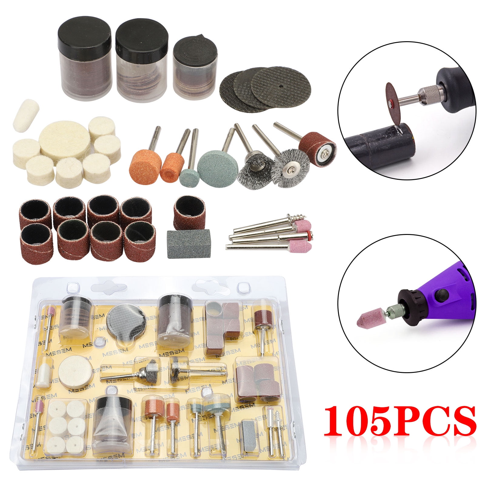 105Pcs Rotary Tool Accessories Set, Electric Grinding Attachment Kit, Multi  Rotary Tool Accessories Set, Grinding Polishing Drilling Kit Fit for