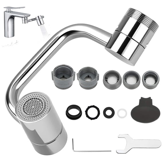 TSV 1080 Rotatable Faucet Aerator Extension, 2 Modes Universal Sink Faucet for Splash Reduction, Multifunctional Faucet Extender for Bathroom Sink Kitchen