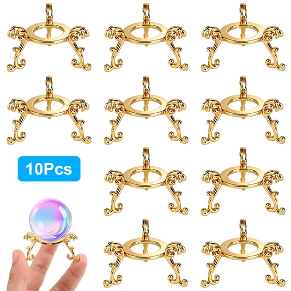 TSV 10pcs Crystal Ball Stands, 2 Inch Gold Sphere Display Holder for 40mm-80mm Crystal Balls, Glass & Natural Stone Rocks
