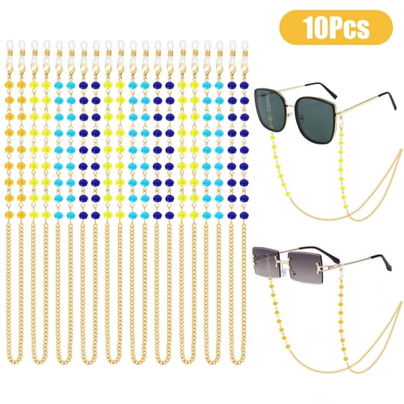 TSV 10pcs Fashion Eyeglass Chains, Sunglasses Necklace Chains, Beaded Glasses Straps, Vacation Gifts for Men Women