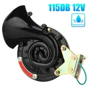 TSV 115 DB Super Loud Horn, Universal Electric Snail Horn for Truck Train Boat Car, Air Electric Snail Single Horn, 12V Waterproof Motorcycle Snail Air Horn Siren Horn Raging Sound Air Horns