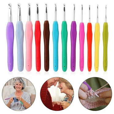 TSV 12 Sizes Crochet Hooks Set, 2mm-8mm Ergonomic Crochet Hooks Knitting Needles Craft Hook for Arthritic Hands