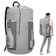 thumbnail image 1 of TSV 120L Laundry Backpack, Heavy Duty Large Travel Laundry Bags with Shoulder Straps and 2 Mesh Pockets for College Dorm, Laundromat, Gray, 1 of 7
