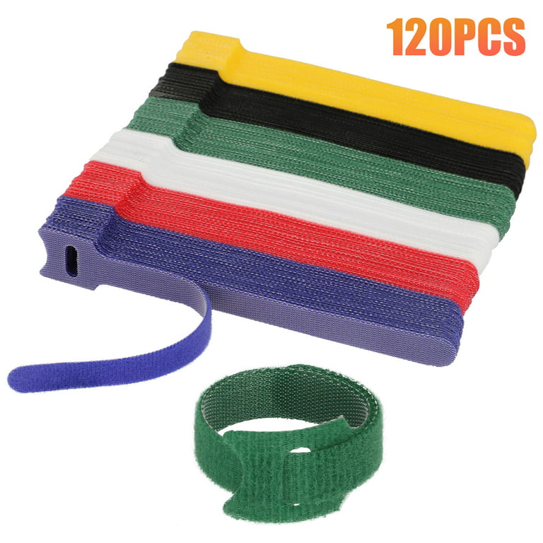 TSV 120Pcs Reusable Fastening Cable Ties, 6 Cable Straps