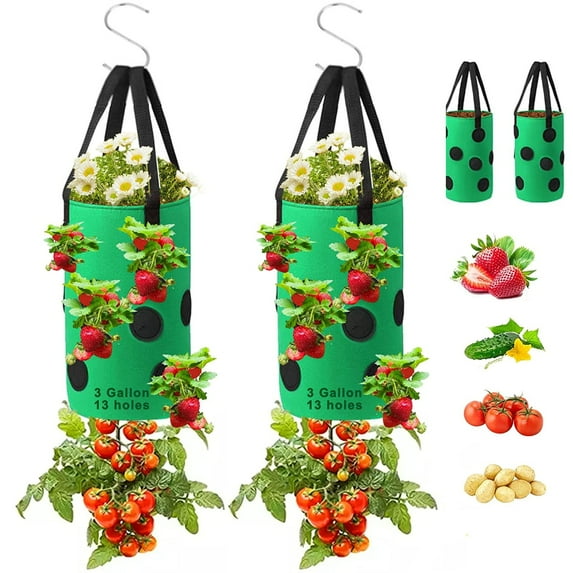 TSV 13.8 in Green Upside-Down Hanging Planters with 13 Growth Ports (2 Count)