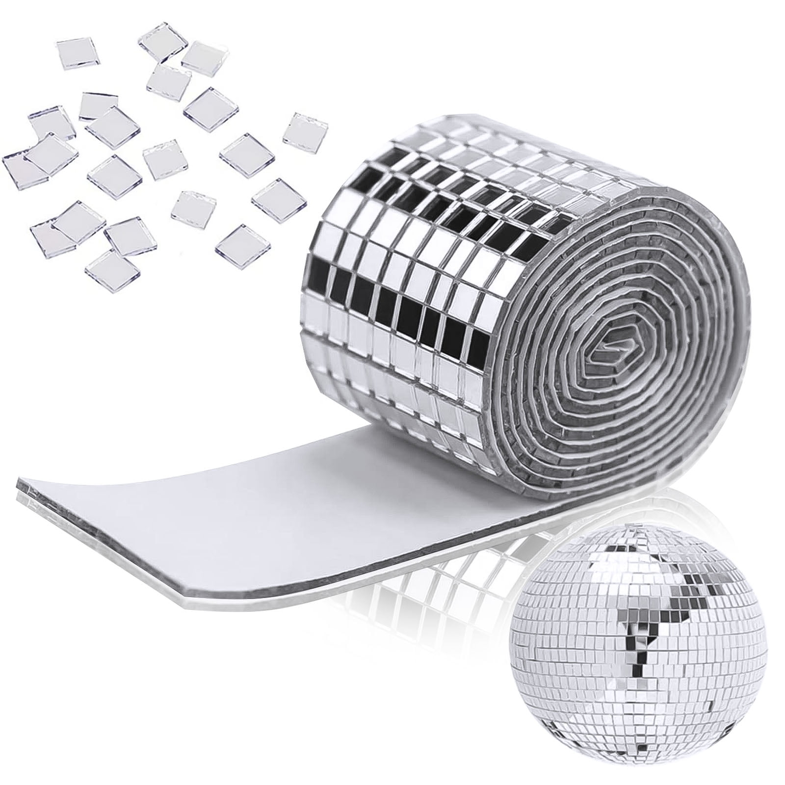 S SERENABLE Mini Disco Mirror Tiles ,Self-Adhesive Mirror Mosaic Tiles,Small  Square Disco Ball Tiles for Disco Balls Art Collage Indoor Outdoor  Decoration,5 x 5mm 