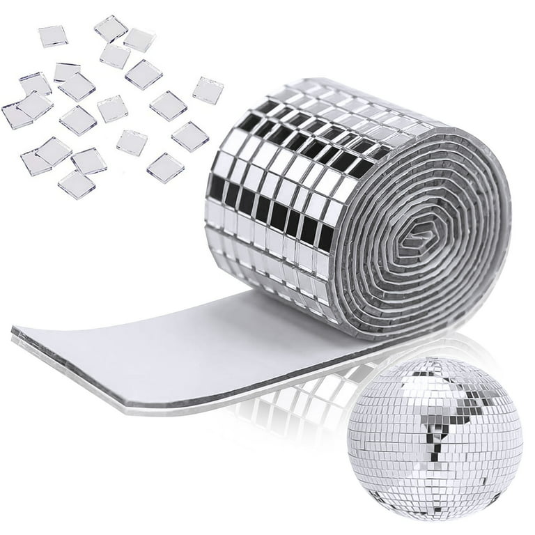 Mirrors Mosaic Tiles Disco Ball Mirror Tiles Self-Adhesive Real Square  Glass Mirror DIY Tiles for Craft DIY Glass Tiles Decorations Making,  Silver