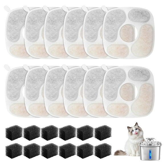 TSV 14pcs Cat Water Fountain Filters, Pet Drinking Sponges Filters Fits for Veken 95oz, 67oz, 135oz