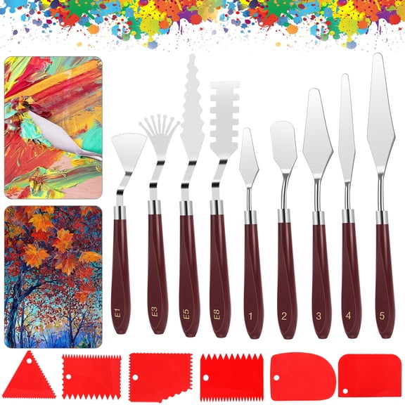 TSV 15pcs Palette Knife Set, Flexible Stainless Steel Spatula Painting Knives for Color Mixing Spreading, Applying Oil