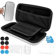 TSV 16-in-1 Accessories Bundle Fit for Nintendo Switch, EVA Hard Shell Carrying Case Travel Bag with Clear Protective Cover, Screen Protector, Thumb Grip Caps & 10 Game Card Slots