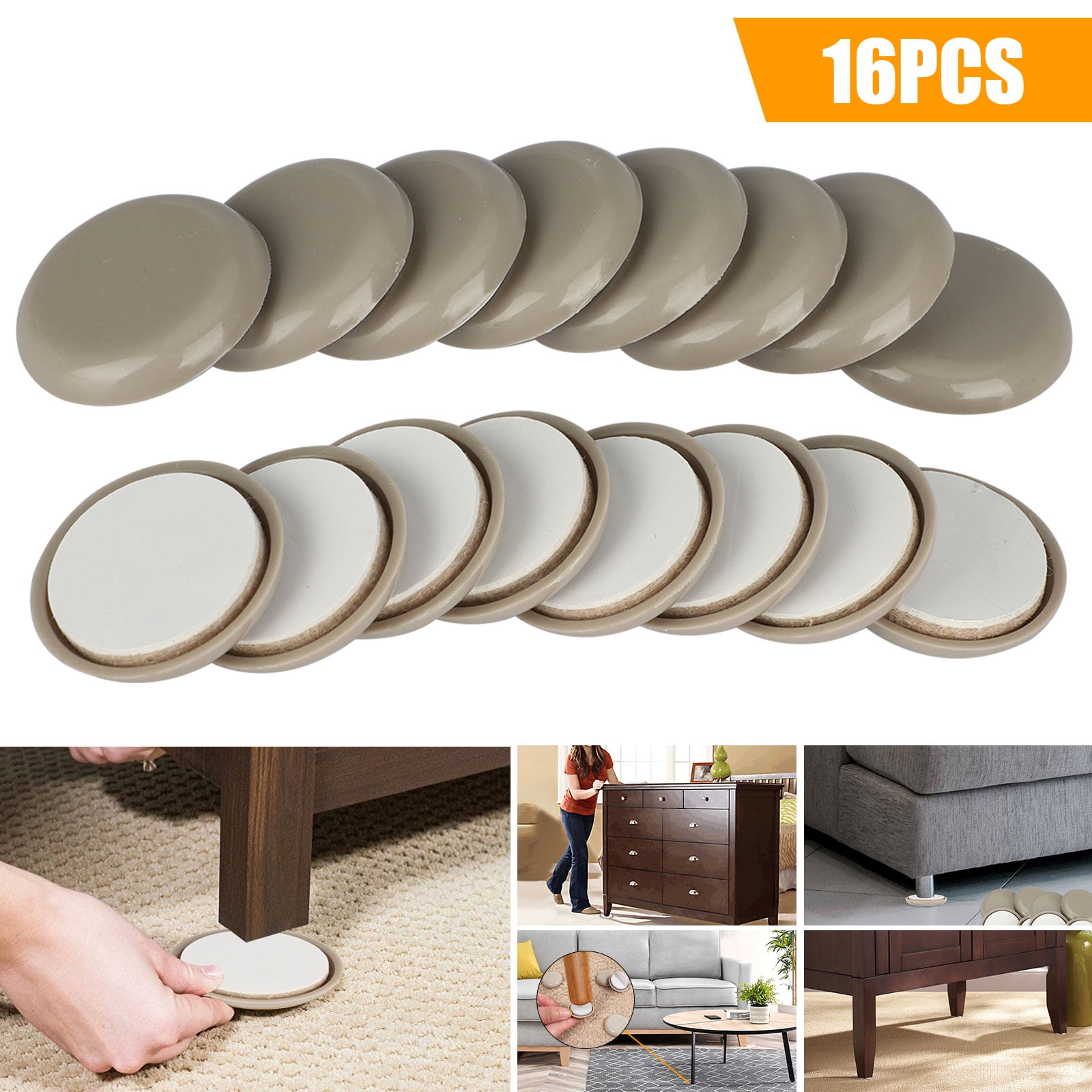Furniture Sliders 16 Pack, 3.5 Inch Round Furniture Pads for Hardwood  Floors and Carpet, Reusable Furniture Glides with Smooth EVA Foam 