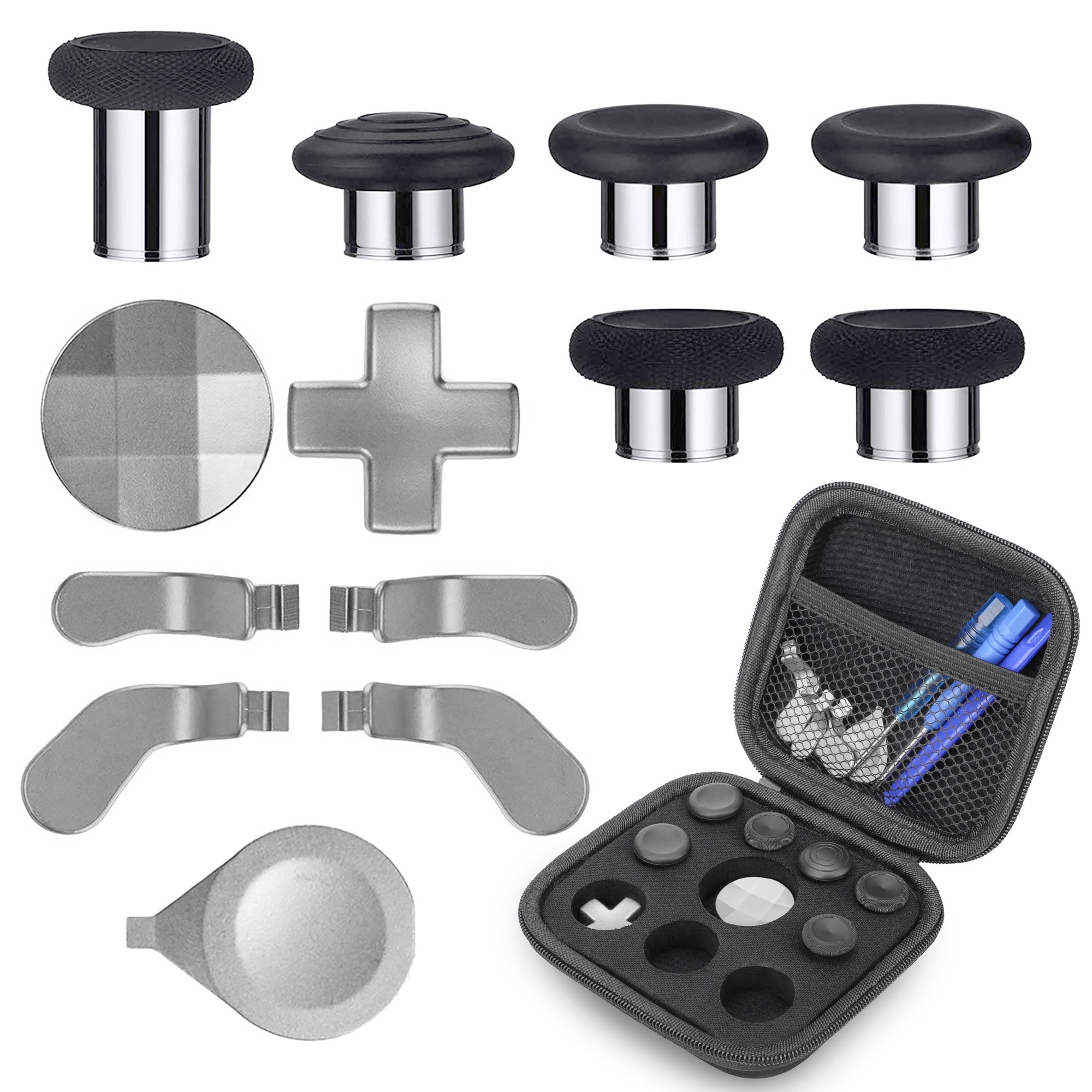 TSV 17 in 1 Metal Replacement Parts Fit for Xbox One Elite Series 2 Controller Thumbsticks Back Paddles Accessories for Xbox Elite Series 2 Series 2