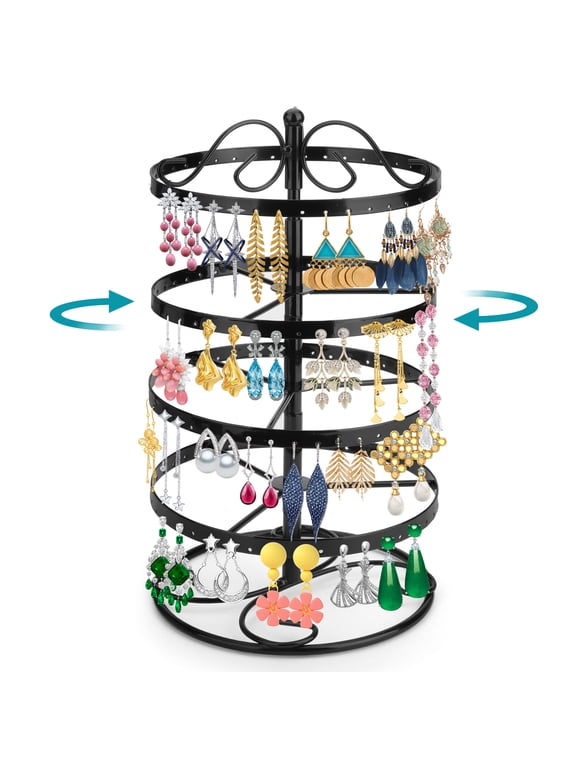 176 Holes Earring Stand Organizer, 4 Tier Rotatable Ear Stud Display Holder for Women