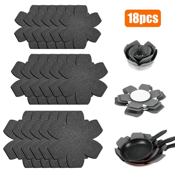 TSV 18pcs Pan Pot Protectors, 3 Different Sizes Felt Pot Separators, Pan Dividers Pads for Stacking and Protecting Your Cookware, Gray