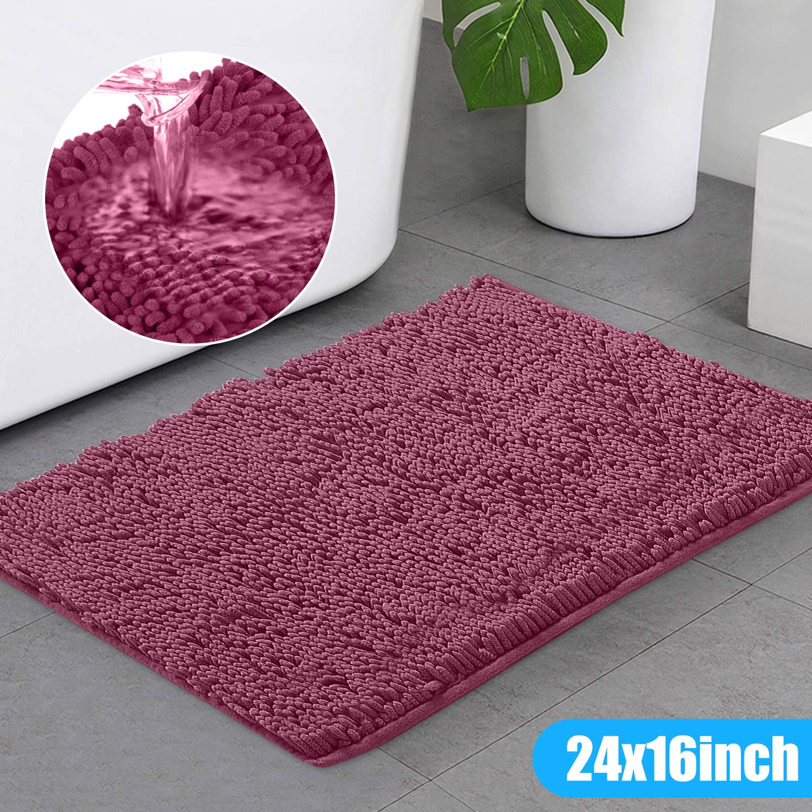 TSV 2/1pcs Chenille Bath Mat Large Size 32x20 inches/24x16 inches Super ...
