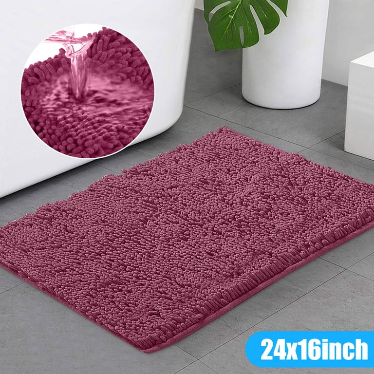 TSV 2/1pcs Chenille Bath Mat Large Size 32x20 inches/24x16 inches Super  Absorbent Water, Non-Slip, Machine-Washable, Floor Mat, Rugs for Bathroom,  Bedroom, Floor (Gray/Blue/Mint/Brown/Purple) 