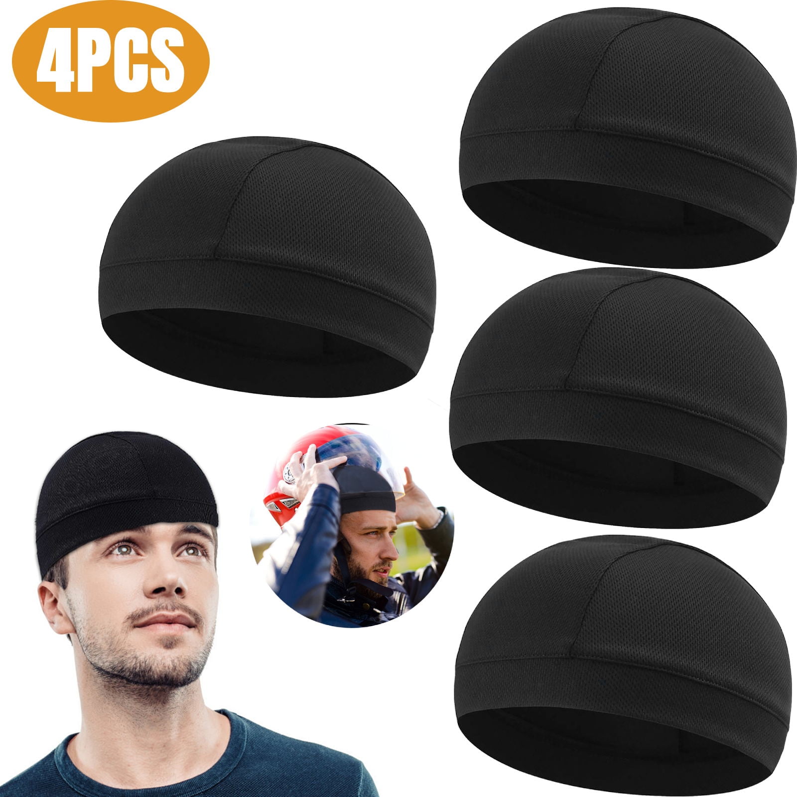 TSV 2/4pcs Wicking Beanie Cap, Moisture Cooling Breathable Hat Helmet Liner  Cap for Men Women, Warm Beanie Caps Fitness Skull Cap for Running, Hiking