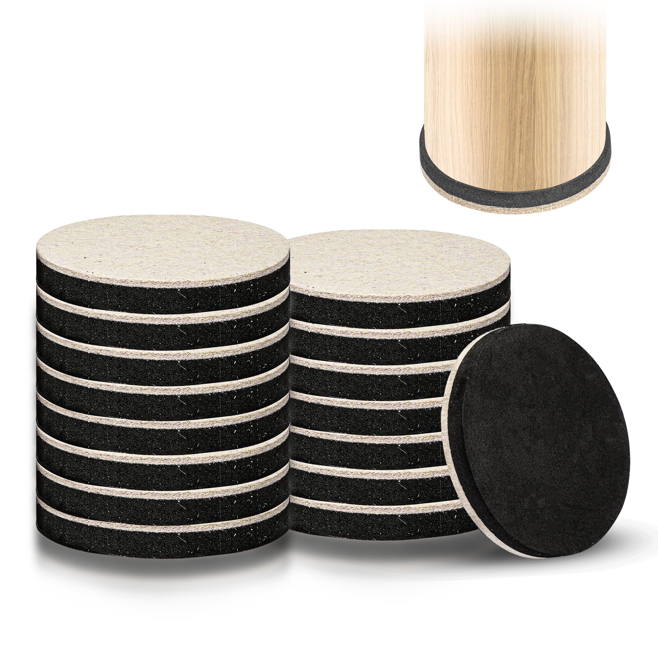 TSV 2.9" Felt Furniture Sliders for Hardwood Floors, 16pcs Reusable