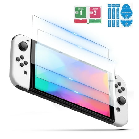 TSV 2-Pack Screen Protector Fit for Nintendo Switch OLED, Tempered Glass Protector Film, Anti-Scratch/Anti-Fingerprint/Bubble-Free