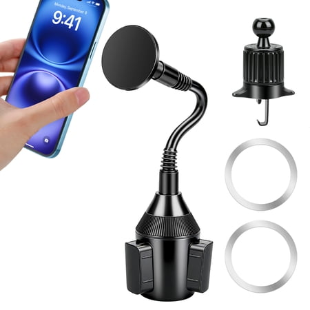 TSV 2-in-1 Car Phone Mount, Magnetic Car Cup Phone Holder & Air Vent Car Mount, Mobile Phone Cradle Compatible with MagSafe, iPhone 17/16/15/14/13 Pro Max, Galaxy & All Mobile Phones