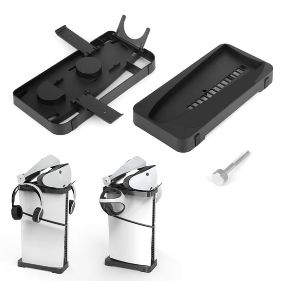 TSV 2-in-1 Horizontal & Vertical Stand Fit for PS5 Slim Disc/Digital Edition Console with PS VR2, Headphone Holder